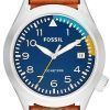 Fossil Aeroflite 100M Three-Hand Date Tan Leather AM4554 Mens Watch