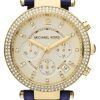 Michael Kors Chronograph Parker Navy Leather Strap MK2280 Womens Watch