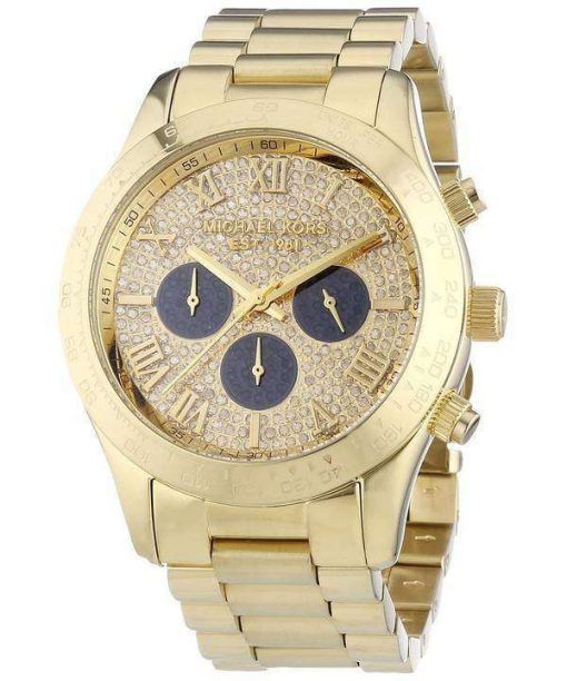 Michael Kors Layton Glitz Gold Tone Crystal Dial MK5830 Womens Watch