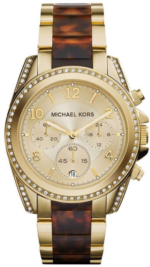 Michael Kors Blair Chronograph Champagne Dial Crystals MK6094 Womens Watch