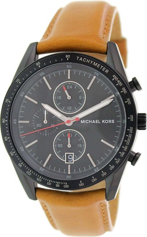 Michael Kors Accelerator Chronograph Tan Leather Strap MK8385 Mens Watch