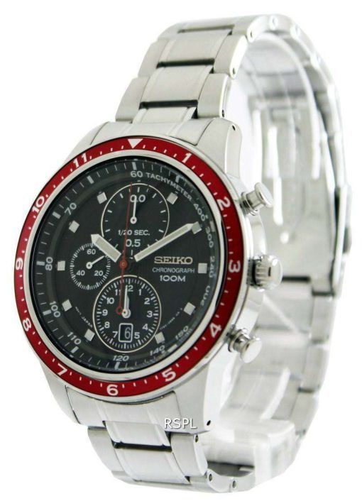 Seiko Chronograph Red Bezel SNDF37P1 SNDF37P Mens Watch