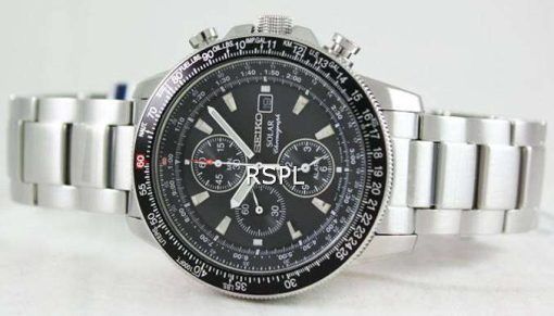 Seiko Pilots Solar Alarm Chronograph Flightmaster SSC009P1 Mens Watch