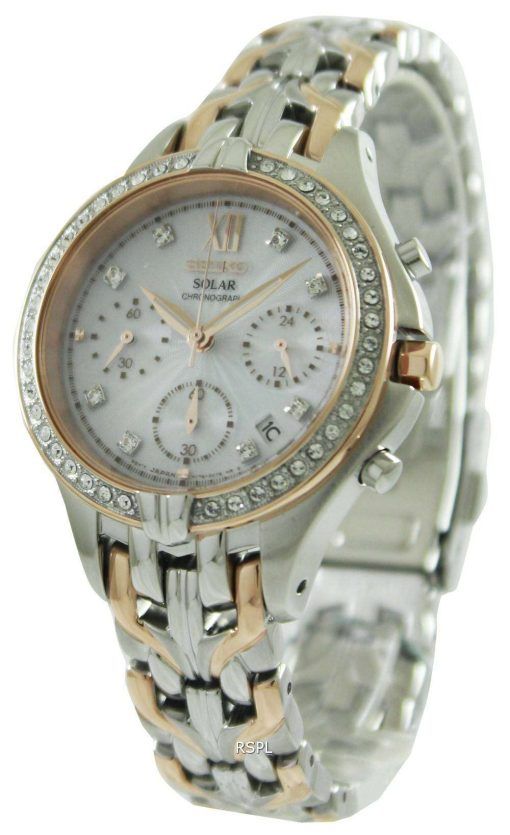 Seiko Core Solar Chronograph Swarovski Crystals SSC874P1 SSC874P Womens Watch