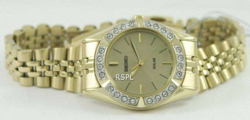 Seiko Solar Gold Tone Swarovski Crystals SUP096P1 SUP096P Womens Watch