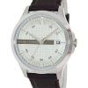 Armani Exchange Silver Dial Leather Strap AX2100 Mens Watch