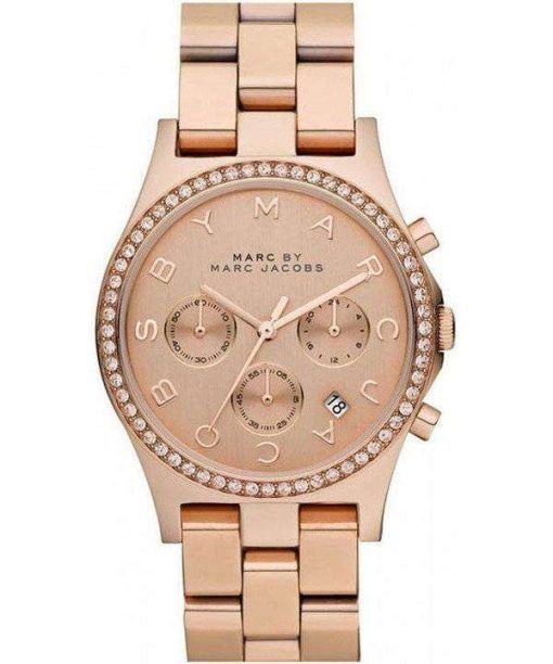 Marc By Marc Jacobs Henry Chronograph Crystals Rose Gold Dial MBM3118 Womens Watch