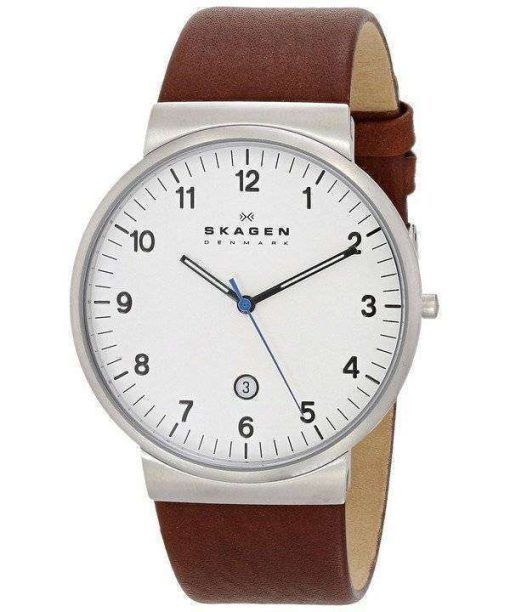 Skagen Ancher Brown Leather Strap SKW6082 Mens Watch