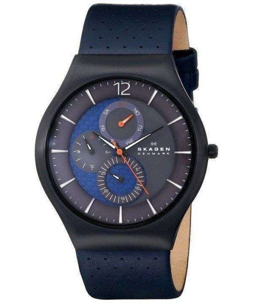 Skagen Grenen Perforated Blue Leather SKW6149 Mens Watch