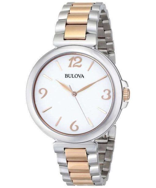 Bulova Two Tone White Dial Quartz 98L195 Womens Watch