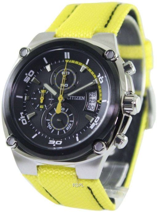 Citizen Chronograph Sports Yellow Nylon Band AN3455-30E Mens Watch