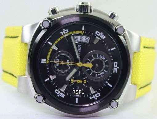 Citizen Chronograph Sports Yellow Nylon Band AN3455-30E Mens Watch