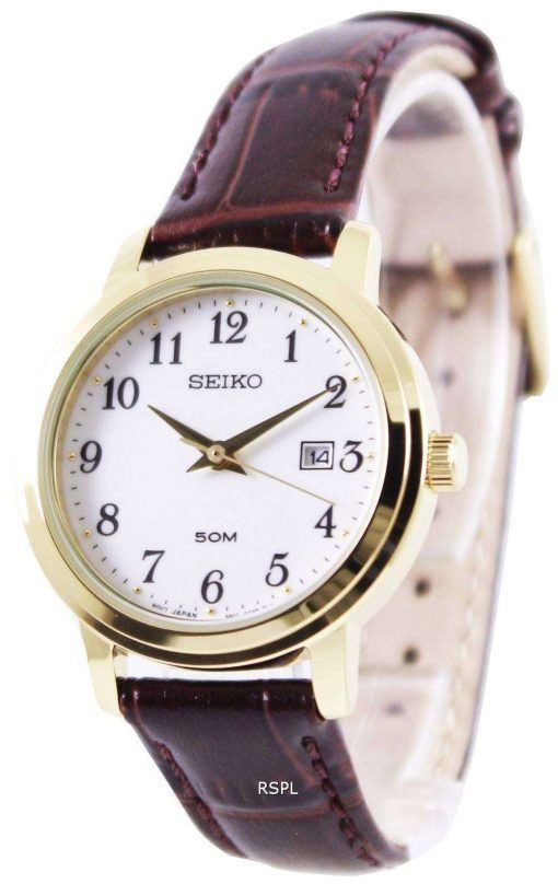 Seiko Quartz Leather Strap SUR822P1 SUR822P Womens Watch