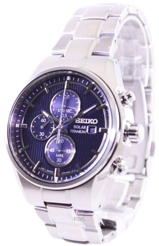 Seiko Solar Titanium Chronograph SSC365P1 SSC365P Mens Watch