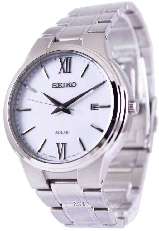 Seiko Solar White Dial SNE385P1 SNE385P Mens Watch