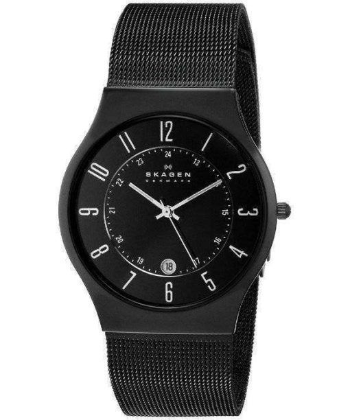 Skagen Black Dial Titanium Case Mesh Bracelet 233XLTMB Mens Watch