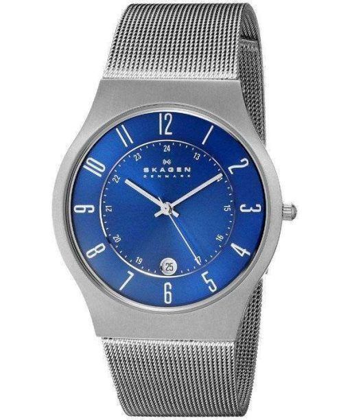 Skagen Blue Dial Titanium Case Mesh Bracelet 233XLTTN Mens Watch