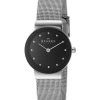 Skagen Freja Black Dial Swarovski Stainless Steel Mesh Bracelet 358SSSBD Womens Watch