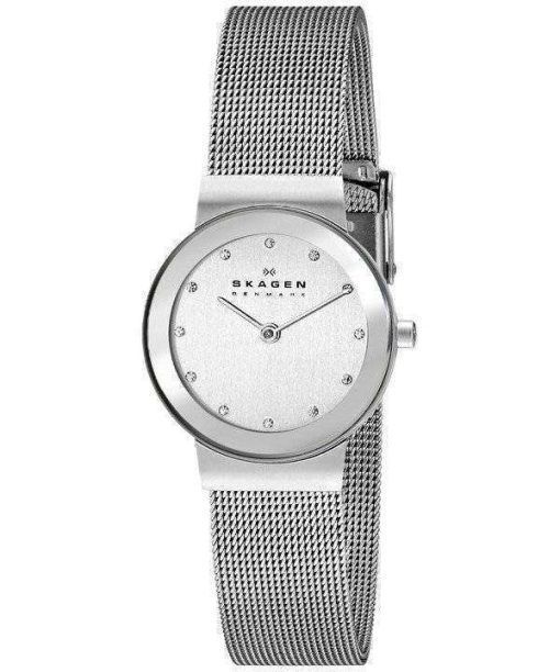 Skagen Classic Swarovski crystal Chrome Dial Mesh Bracelet 358SSSD Womens Watch