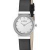 Skagen Freja Chrome Dial Swarovski Crystal Black Leather Strap 358XSSLBC Womens Watch