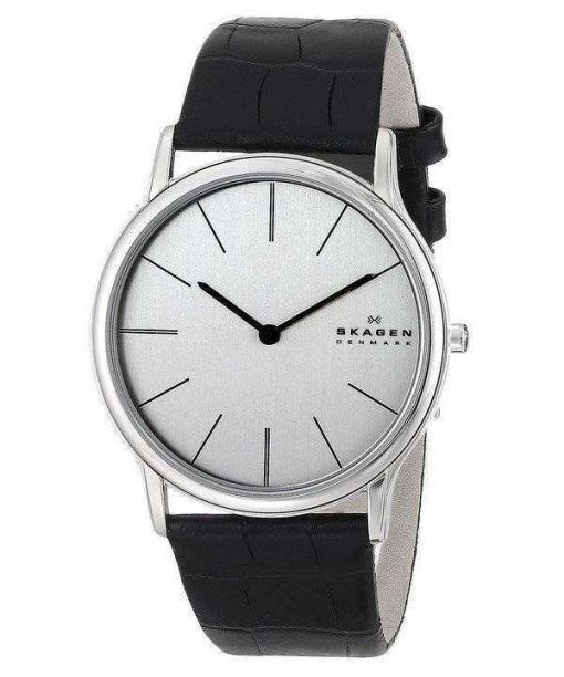 Skagen Theodor Silver Dial Black Leather 858XLSLC Mens Watch