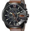 Diesel Mega Chief Black Dial Brown Leather DZ4343 Mens Watch