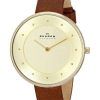 Skagen Gitte Champagne Dial Brown Leather Strap SKW2138 Womens Watch