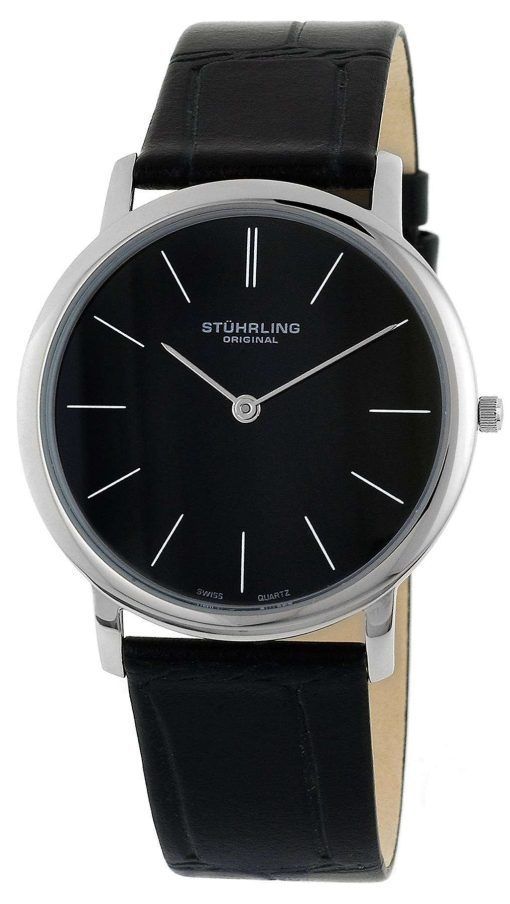 Stuhrling Original Ascot Swiss Quartz Ultra Thin Black Dial 601.33151 Mens Watch