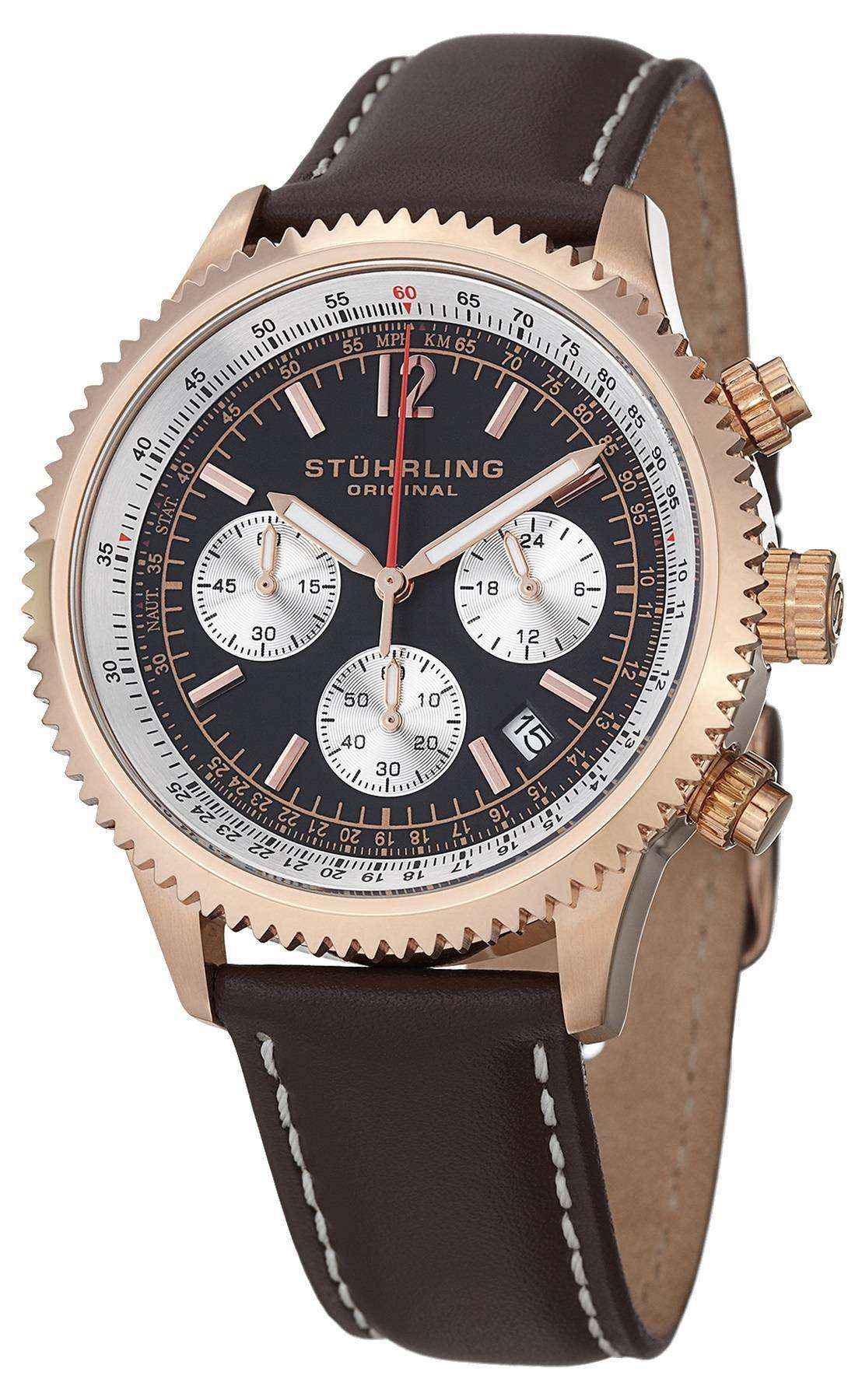 Stuhrling Original Monaco Quartz Chronograph Rose Gold Plated 669 Stuhrling Original Monaco Quartz Chronograph Rose Gold Plated 669.04 Mens Watch