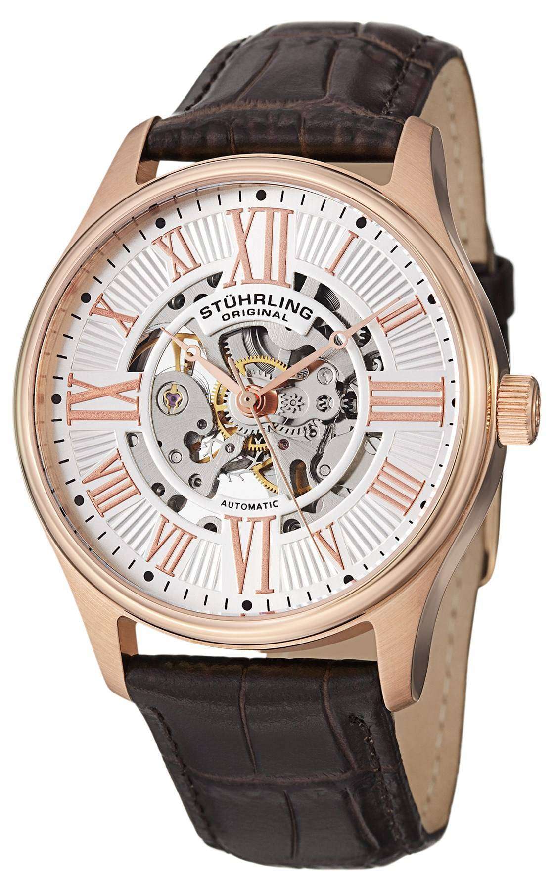Stuhrling Original Atrium Automatic Skeleton Rose Tone 747 Stuhrling Original Atrium Automatic Skeleton Rose Tone 747.04 Mens Watch