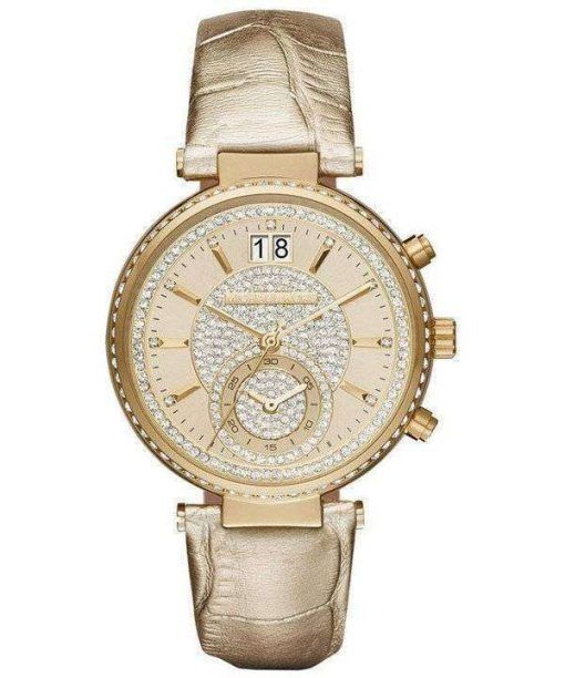 Michael Kors Sawyer Champagne Crystal Pave Dial MK2444 Womens Watch