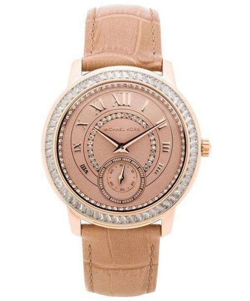 Michael Kors Madelyn Rose Gold Dial Beige Leather MK2448 Womens Watch