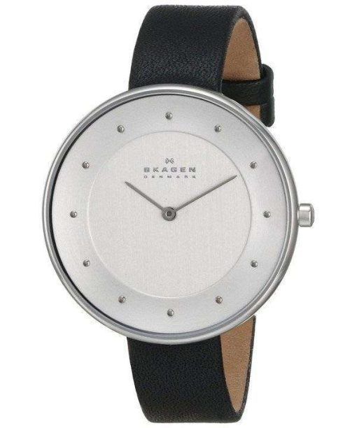 Skagen Gitte White Dial Black Leather SKW2232 Womens Watch