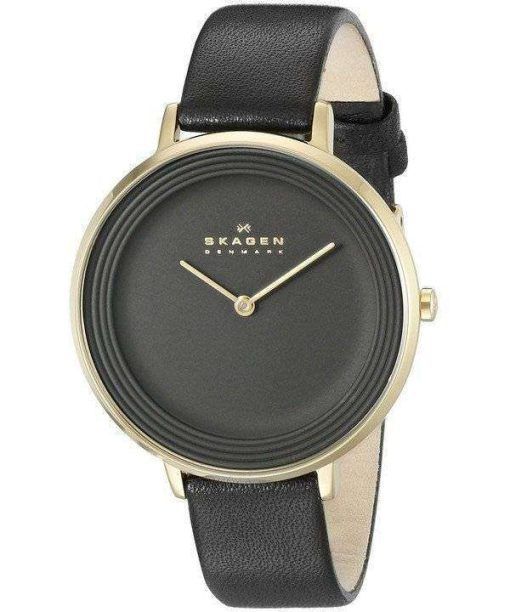 Skagen Ditte Black Dial Black Leather SKW2286 Women's Watch