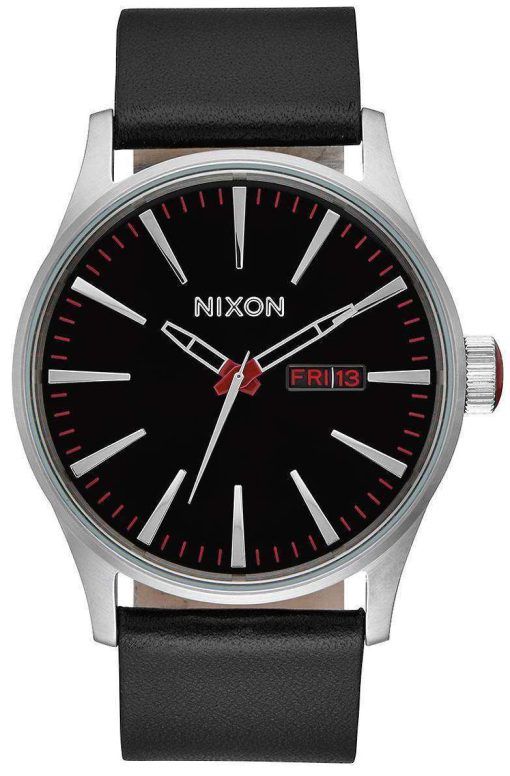 Nixon Quartz Sentry Black Leather A105-000-00 Mens Watch