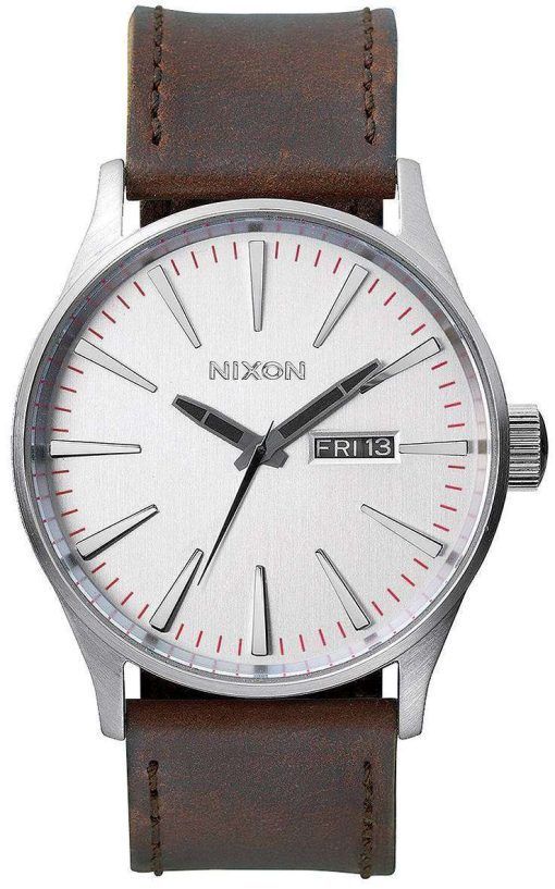 Nixon Quartz Sentry Black Leather A105-1113-00 Mens Watch