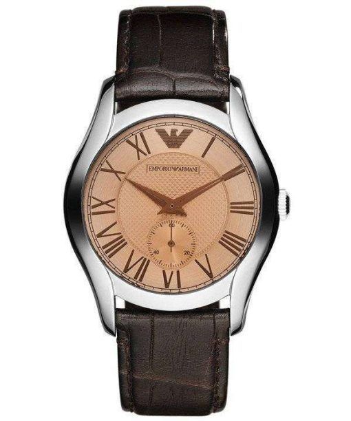 Emporio Armani Classic Amber Dial Brown Leather AR1709 Mens Watch