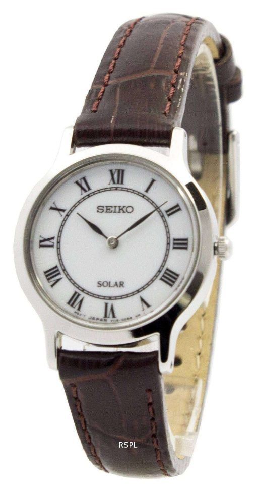 Seiko Solar White Dial Leather Strap SUP303P1 SUP303P Womens Watch