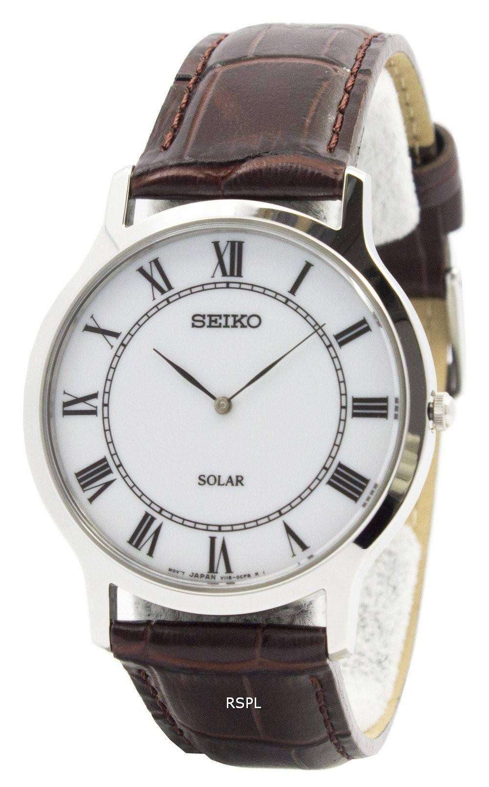 Seiko Solar White Dial Leather Strap SUP869P1 SUP869P Mens Watch 1 Seiko Solar White Dial Leather Strap SUP869P1 SUP869P Mens Watch
