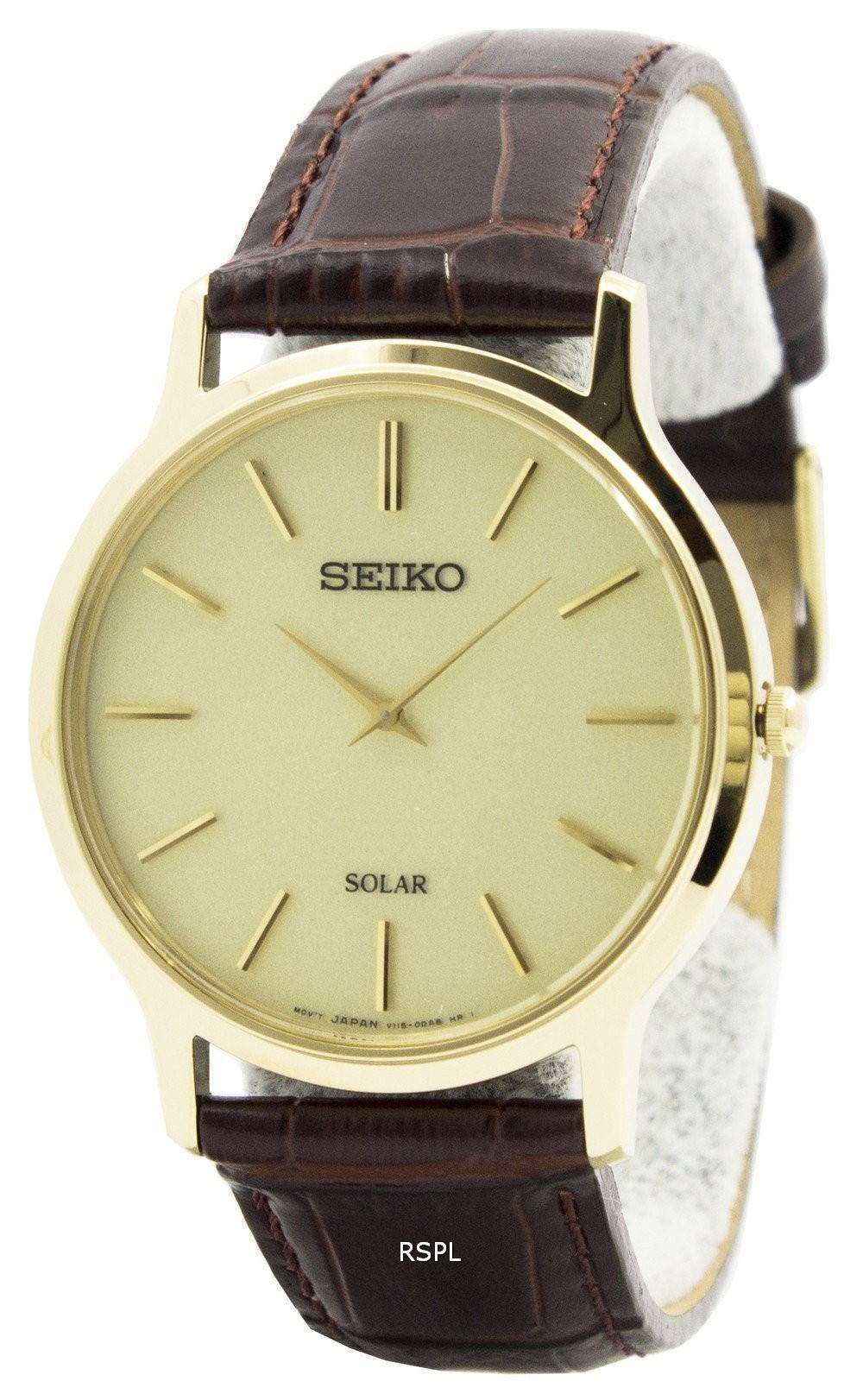 Seiko Solar Gold Tone Leather Strap SUP870P1 SUP870P Mens Watch 1 Seiko Solar Gold Tone Leather Strap SUP870P1 SUP870P Mens Watch