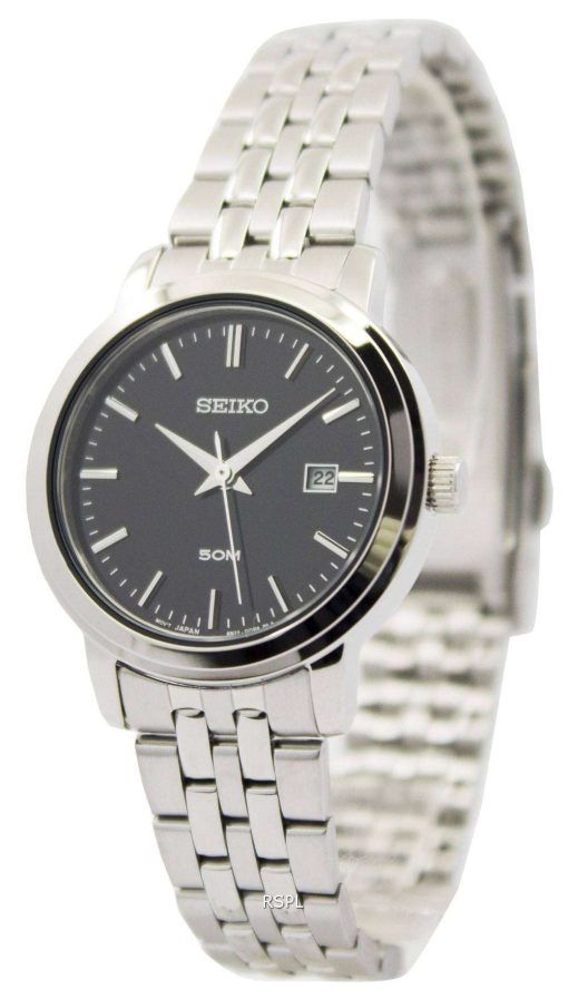 Seiko Quartz Stainless Steel Black Dial SUR827P1 SUR827P Womens Watch