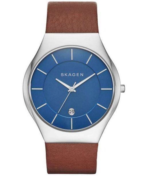 Skagen Grenen Quartz Blue Dial Leather Strap SKW6160 Mens Watch