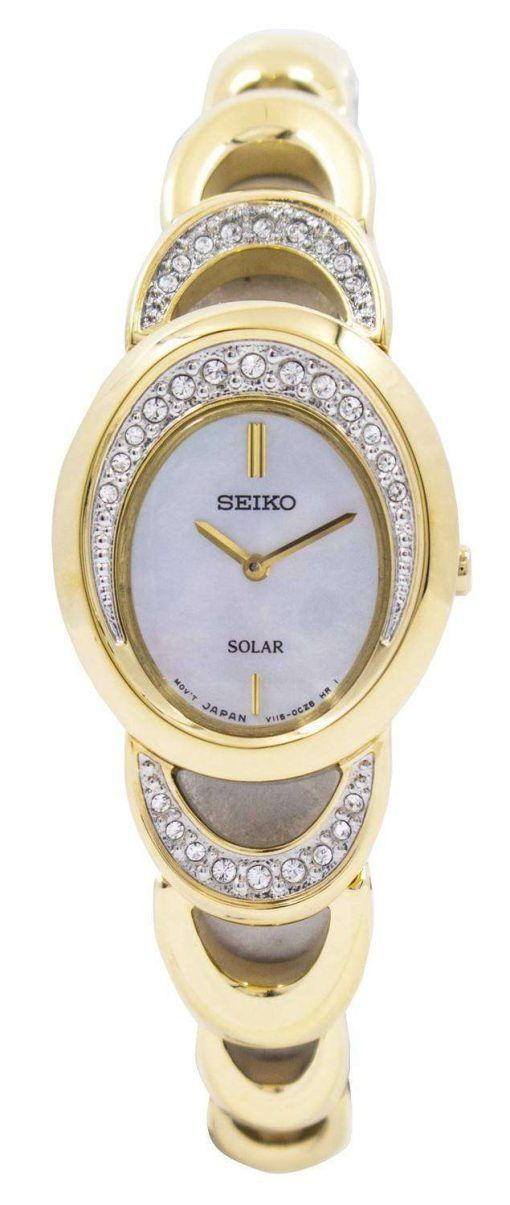 Seiko Solar Gold Tone Swarovski Crystals SUP298 SUP298P1 SUP298P Womens Watch