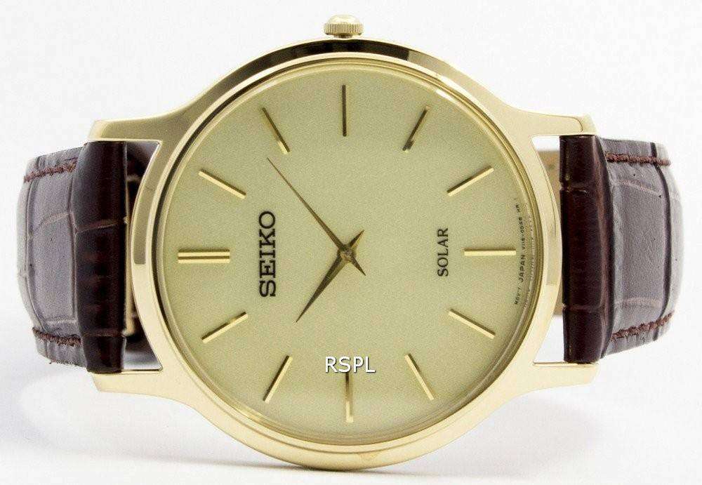 Seiko Solar Gold Tone Leather Strap SUP870P1 SUP870P Mens Watch 4 Seiko Solar Gold Tone Leather Strap SUP870P1 SUP870P Mens Watch
