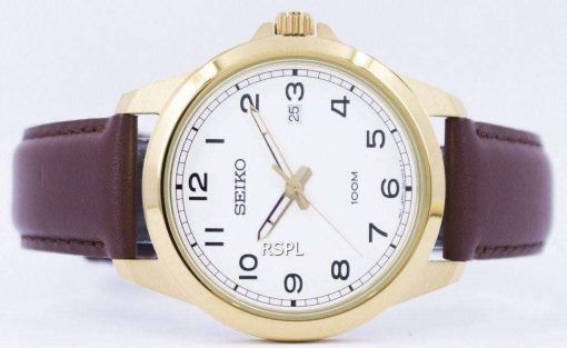 Seiko Quartz White Dial Brown Leather SUR160 SUR160P1 SUR160P Mens Watch