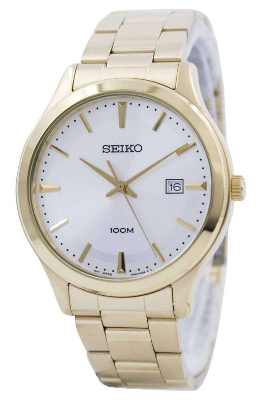 Seiko Quartz Gold Tone 100M SUR054 SUR054P1 SUR054P Men's Watch