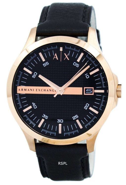 아르마니 익스체인지 로즈 골드 블랙 다이얼과 가죽 스트랩 AX2129 남자의 시계