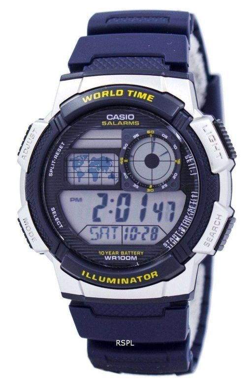 카시오 조명 세계 시간 알람 AE-1000W-2AV 남자의 시계