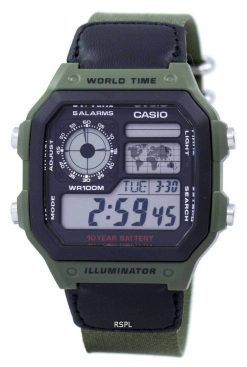 카시오 세계 시간 알람 디지털 AE-1200WHB-3BV 남자의 시계