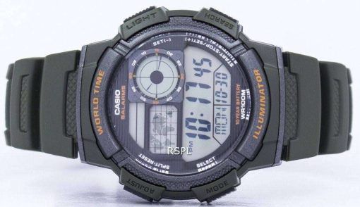 카시오 조명 세계 시간 알람 디지털 AE-1000W-3AV 남자의 시계
